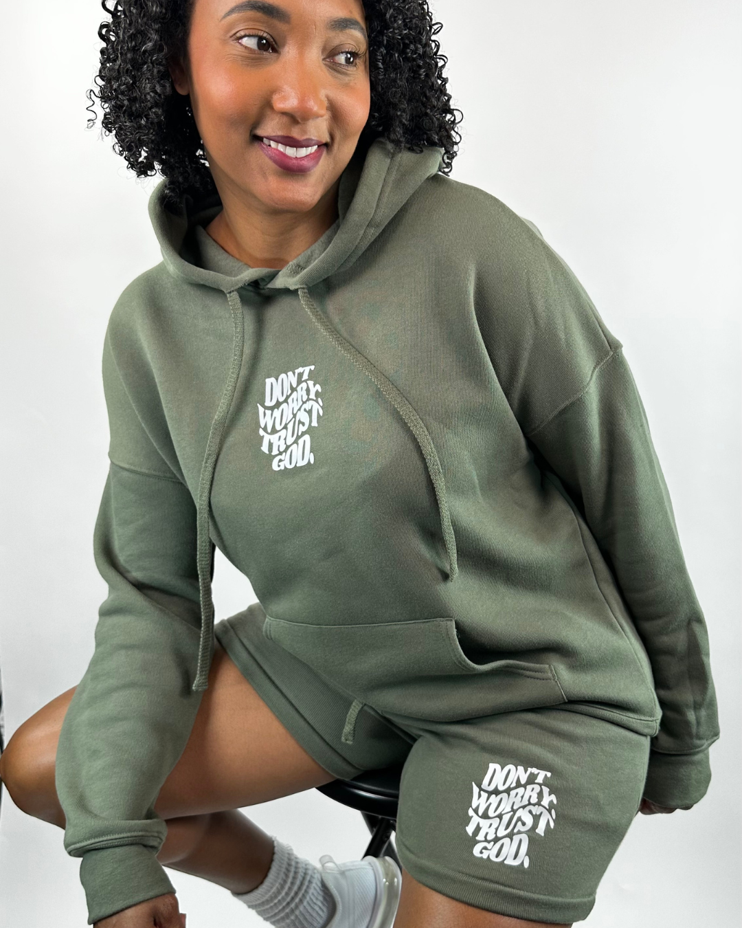 Don't Worry - Olive Sweat Suit / Shorts