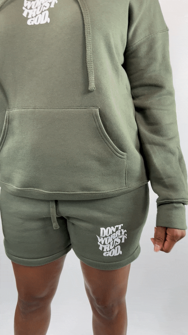 Don't Worry - Olive Sweat Suit / Shorts