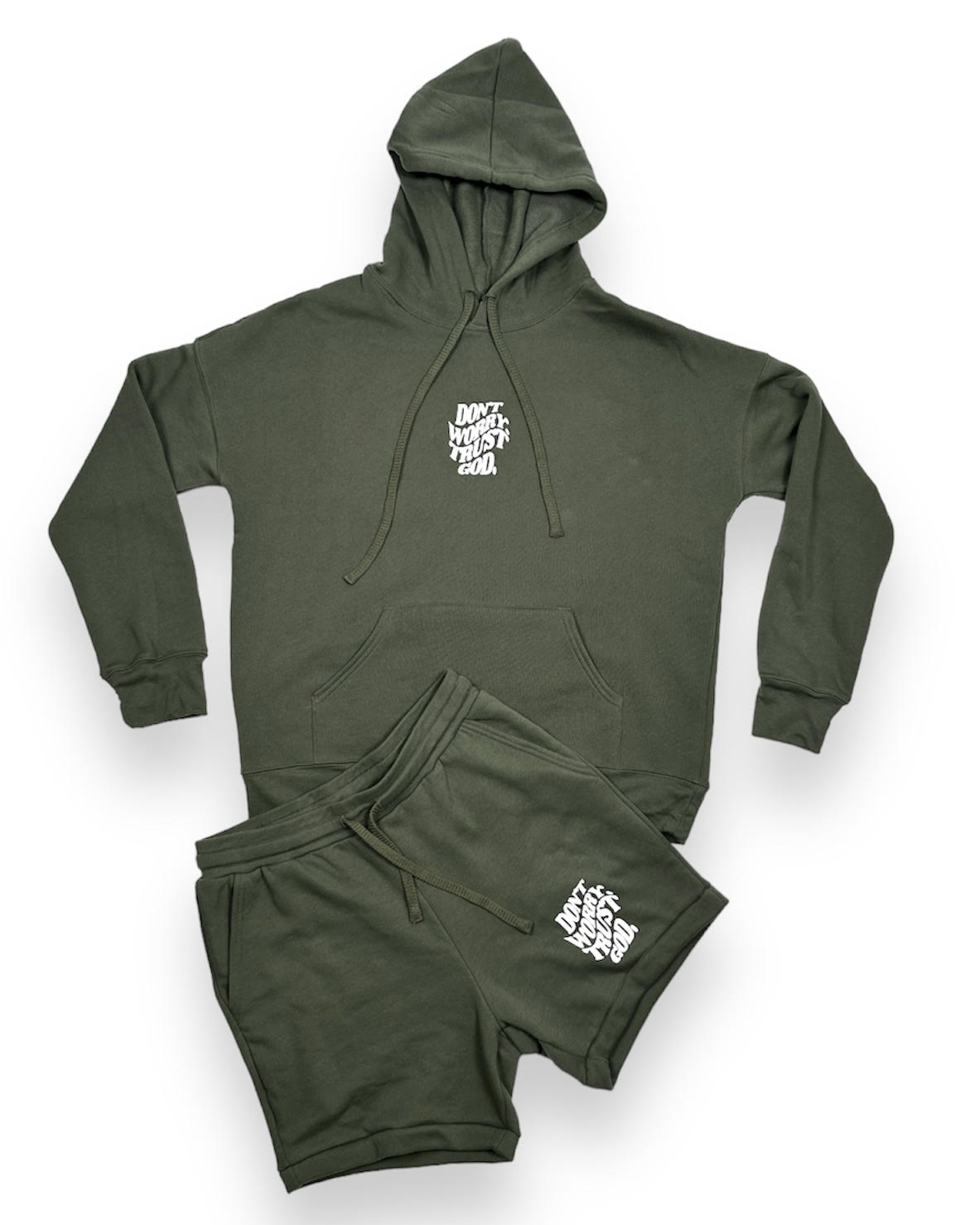 Don't Worry - Olive Sweat Suit / Shorts