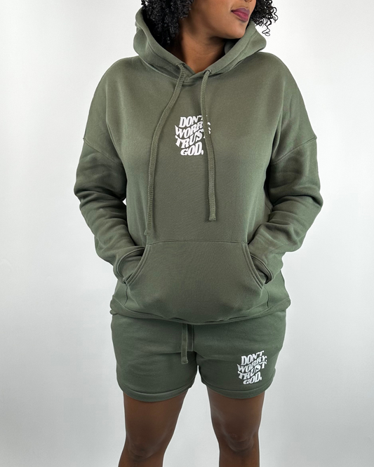 Don't Worry - Olive Sweat Suit / Shorts