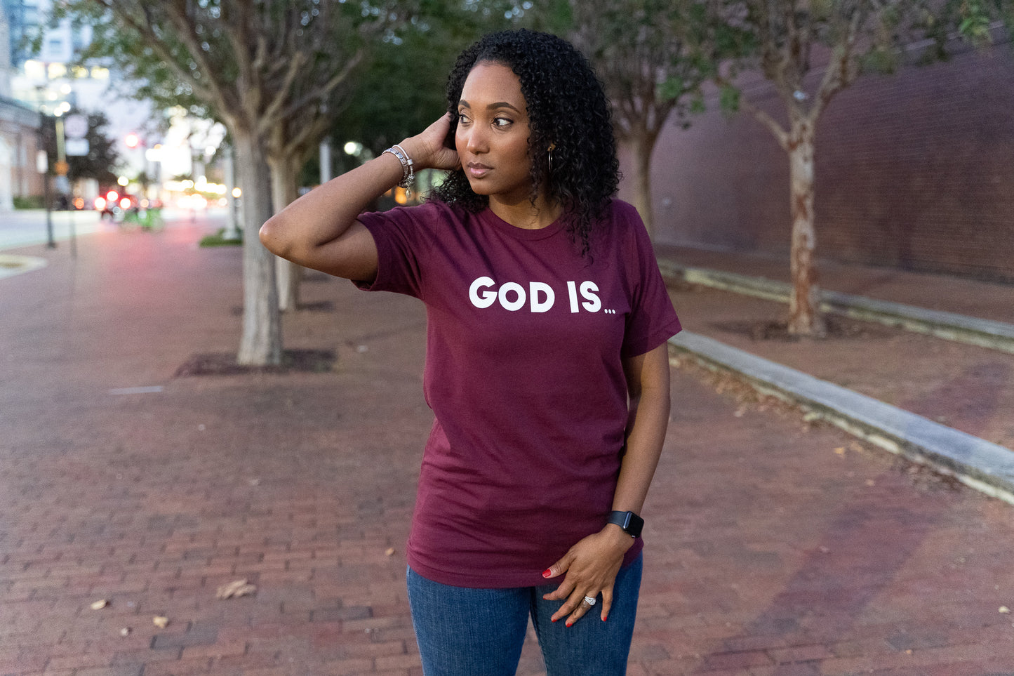 God Is... - Maroon Tee